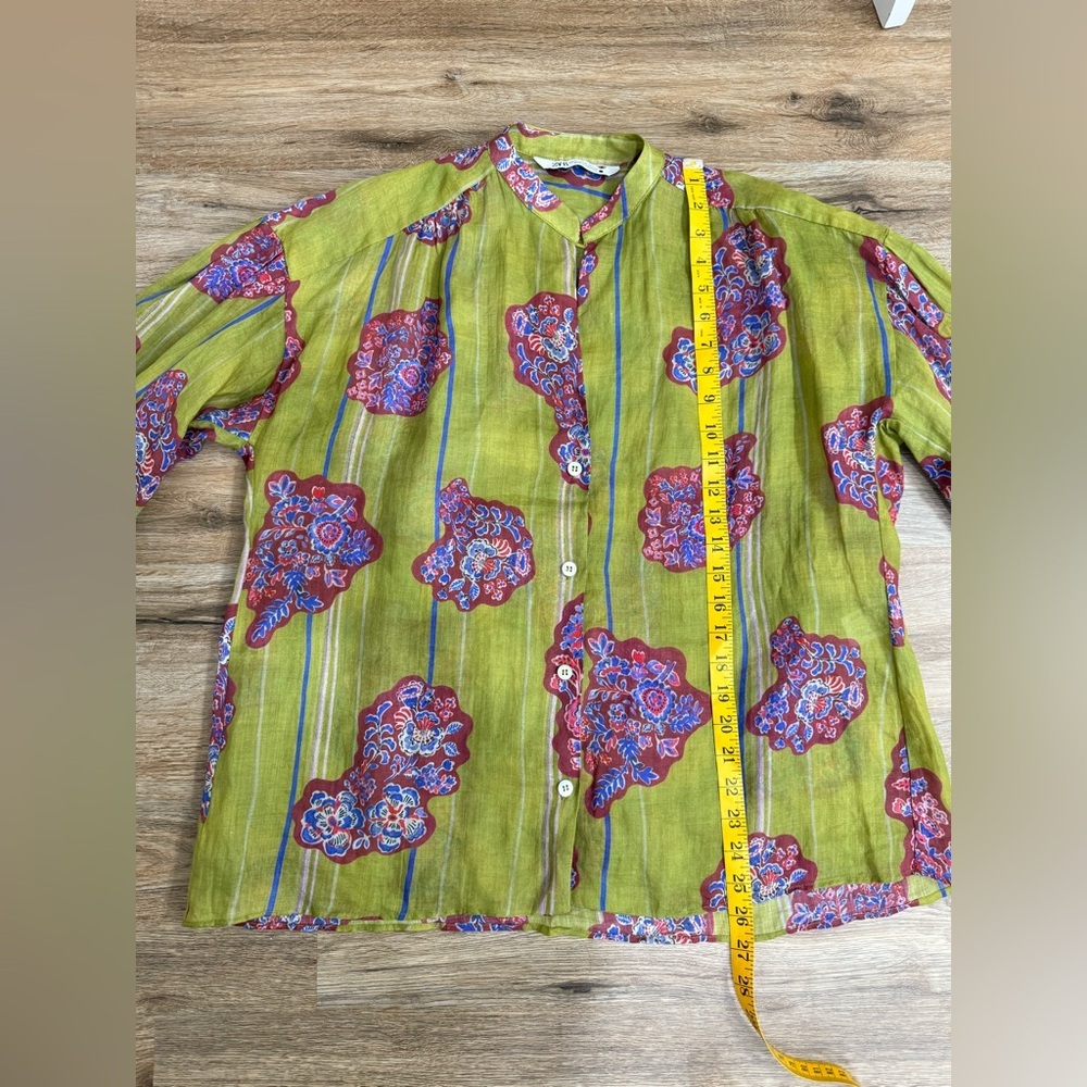 Zara Gulli Ramie Blouse Size M - Picture 8 of 10